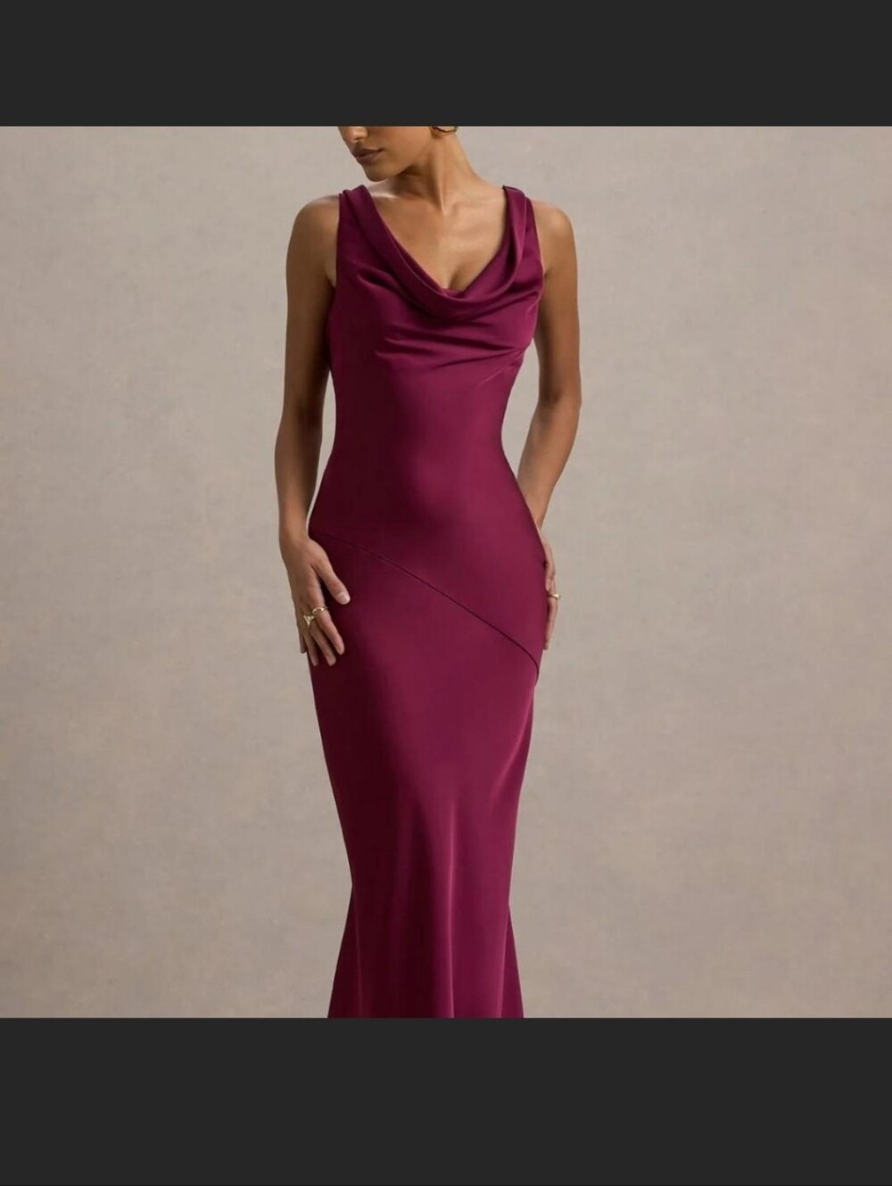 Club L London Sleeveless Cowl Neck Maxi Dress in Plum